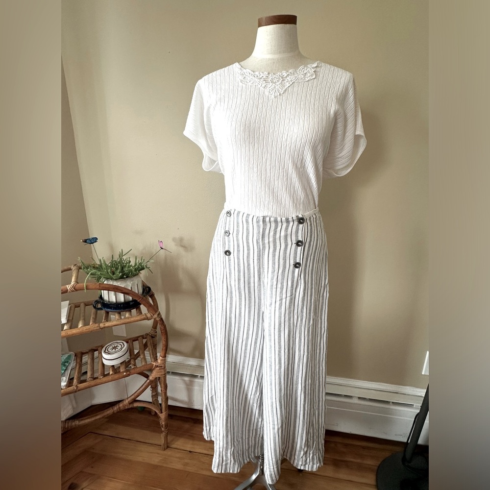 Free People Wide Leg Culotte Striped Pant